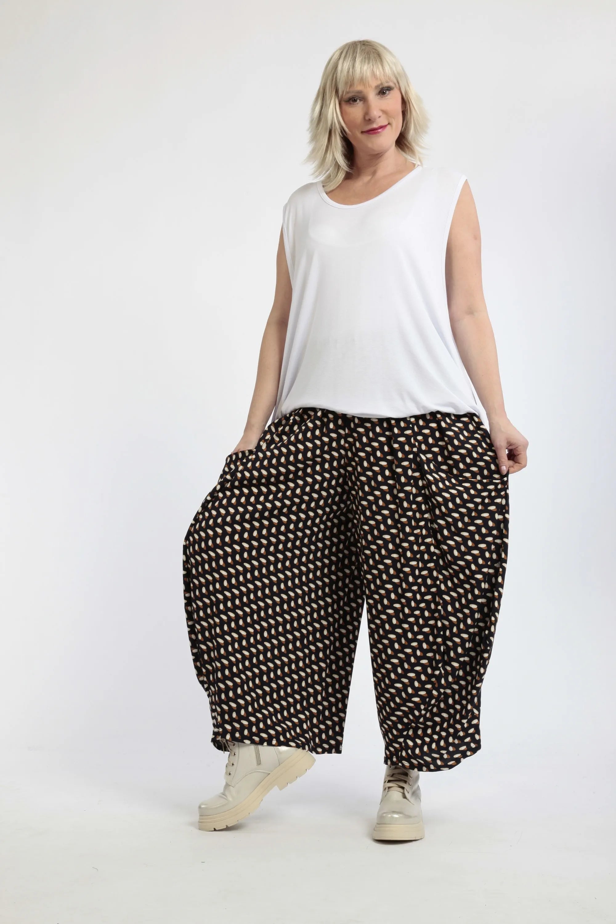 AKH 8069 trousers, navy blue-cognac