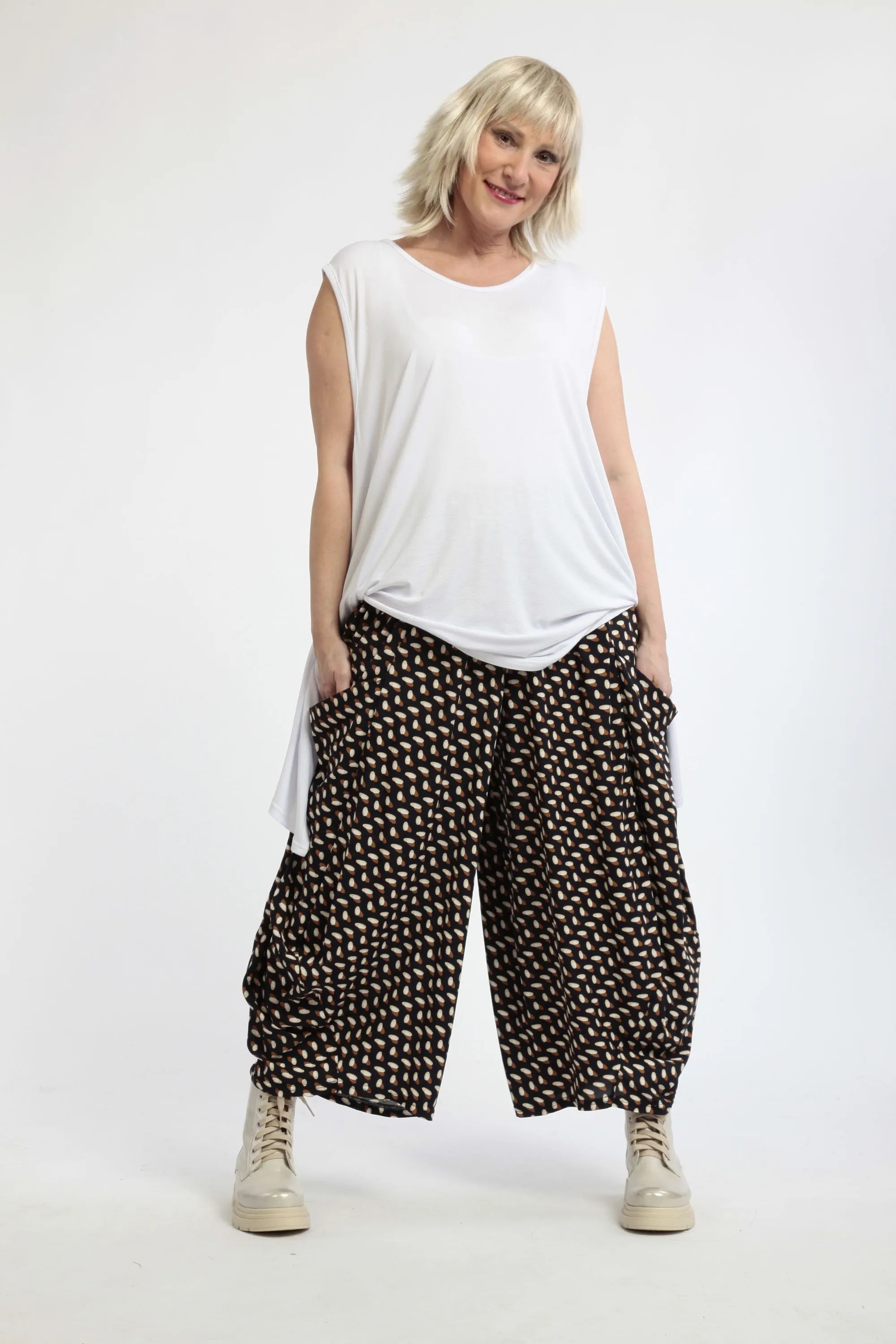 AKH 8069 trousers, navy blue-cognac