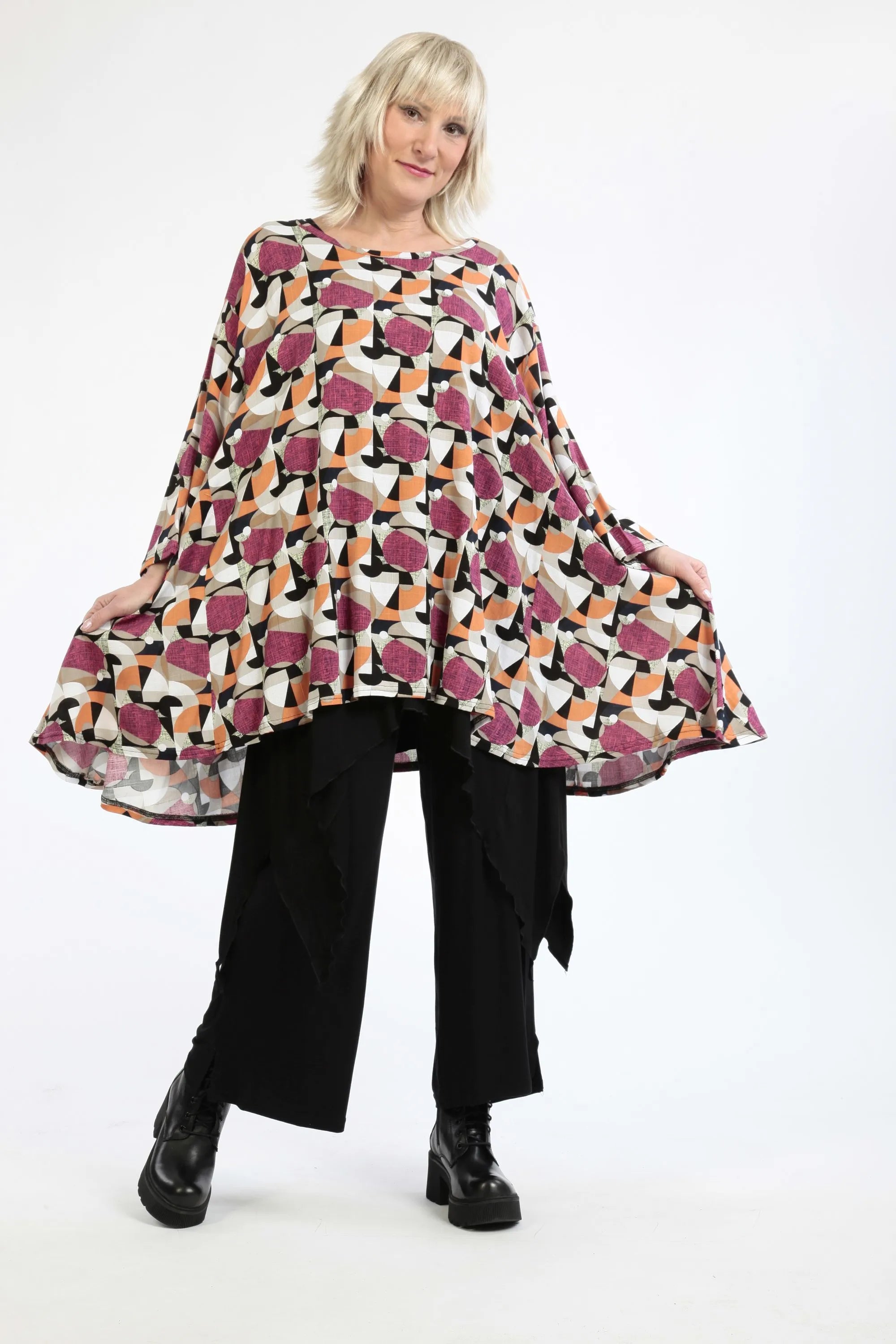 AKH 593 Big Shirt, fuchsia-pink-cognac