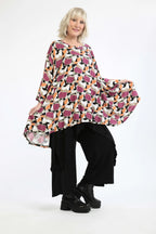 AKH 593 Big Shirt, fuchsia-pink-cognac