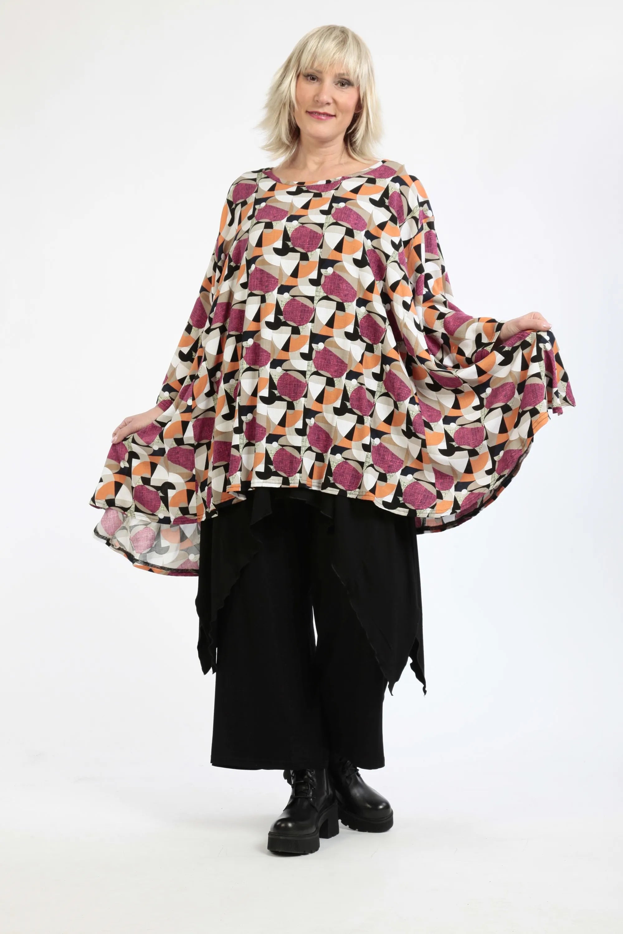 AKH 593 Big Shirt, fuchsia-pink-cognac