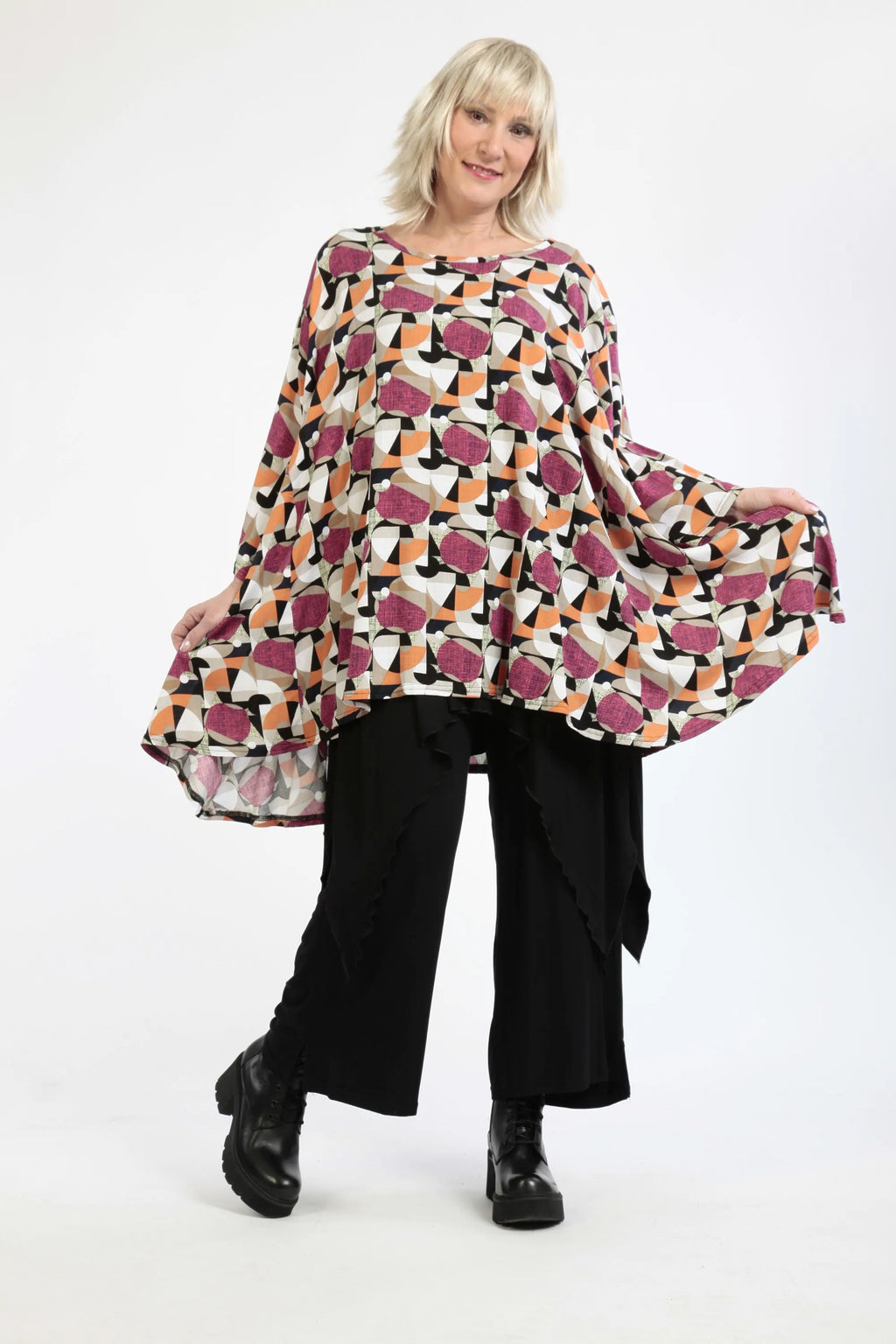 AKH 593 Big Shirt, fuchsia-pink-cognac