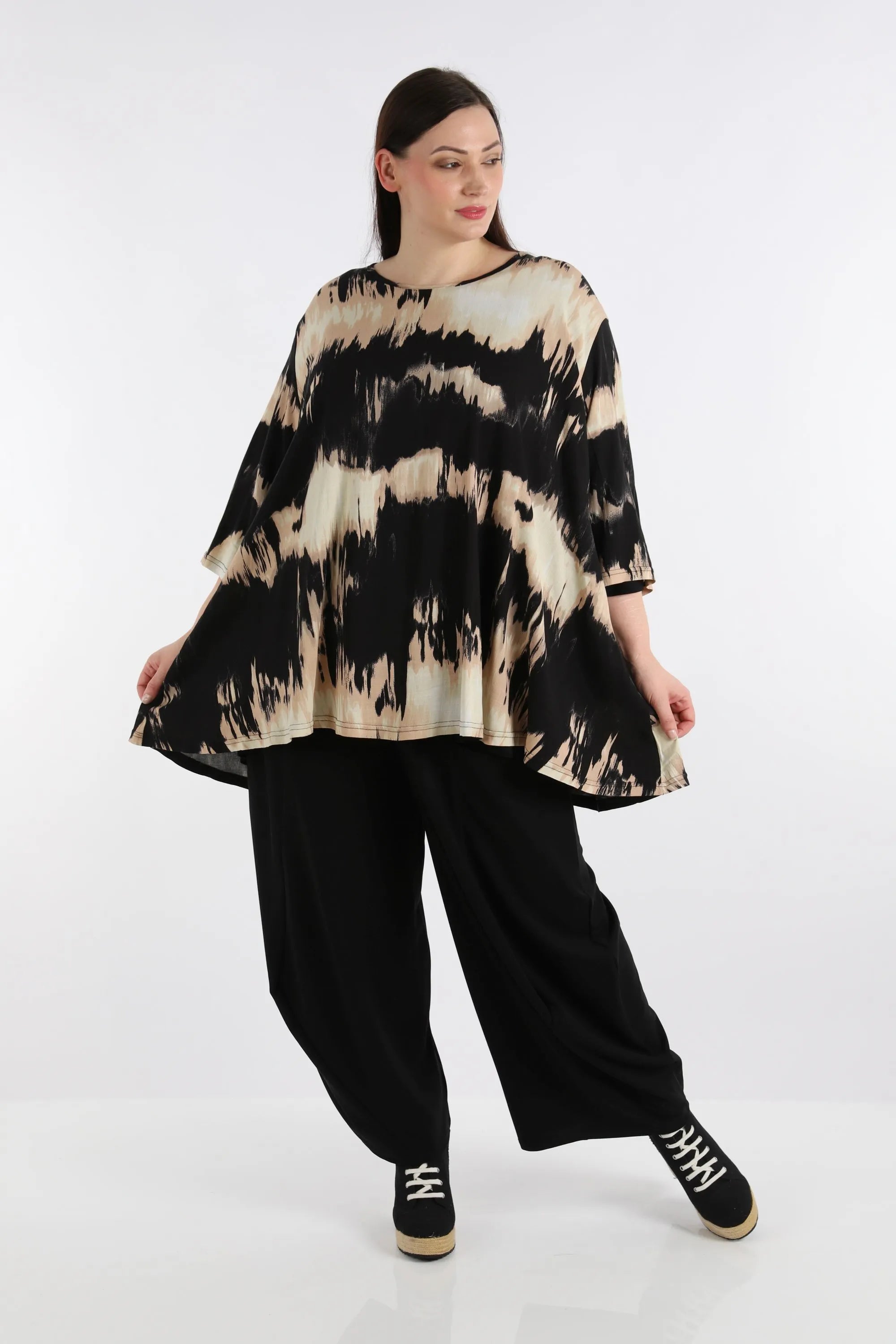 AKH 593 Big Shirt, Black-Beige