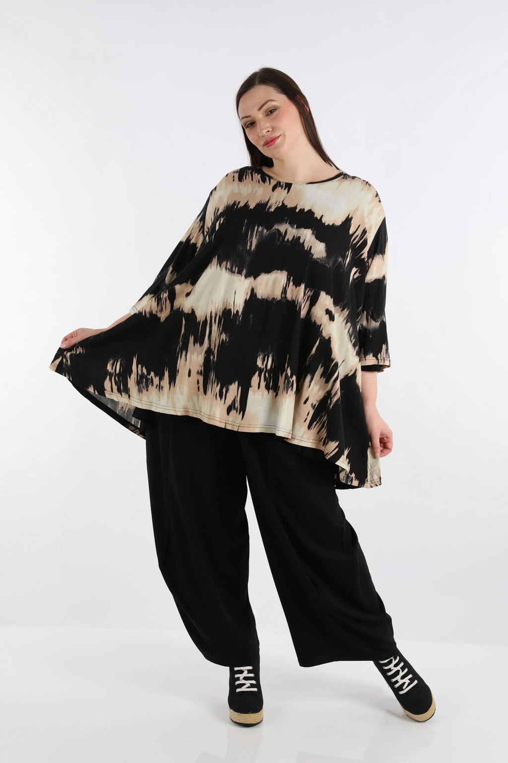 AKH Fashion Shirt 593 Gita, Schwarz/Beige