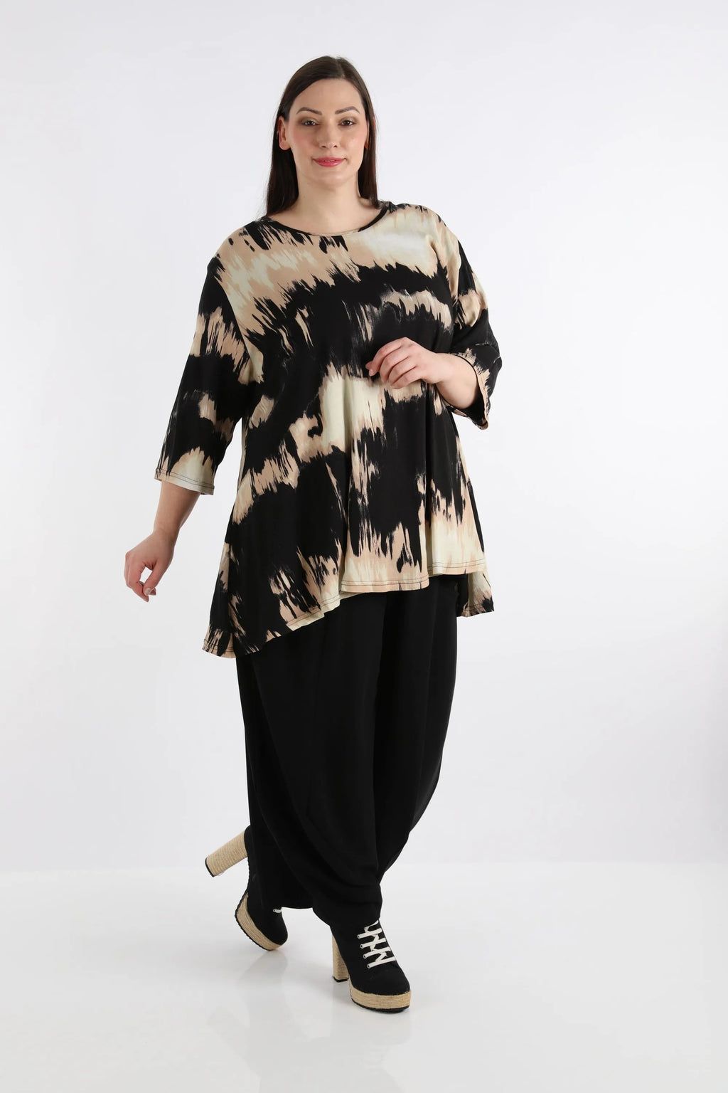 AKH Fashion Shirt 593 Gita, Schwarz/Beige