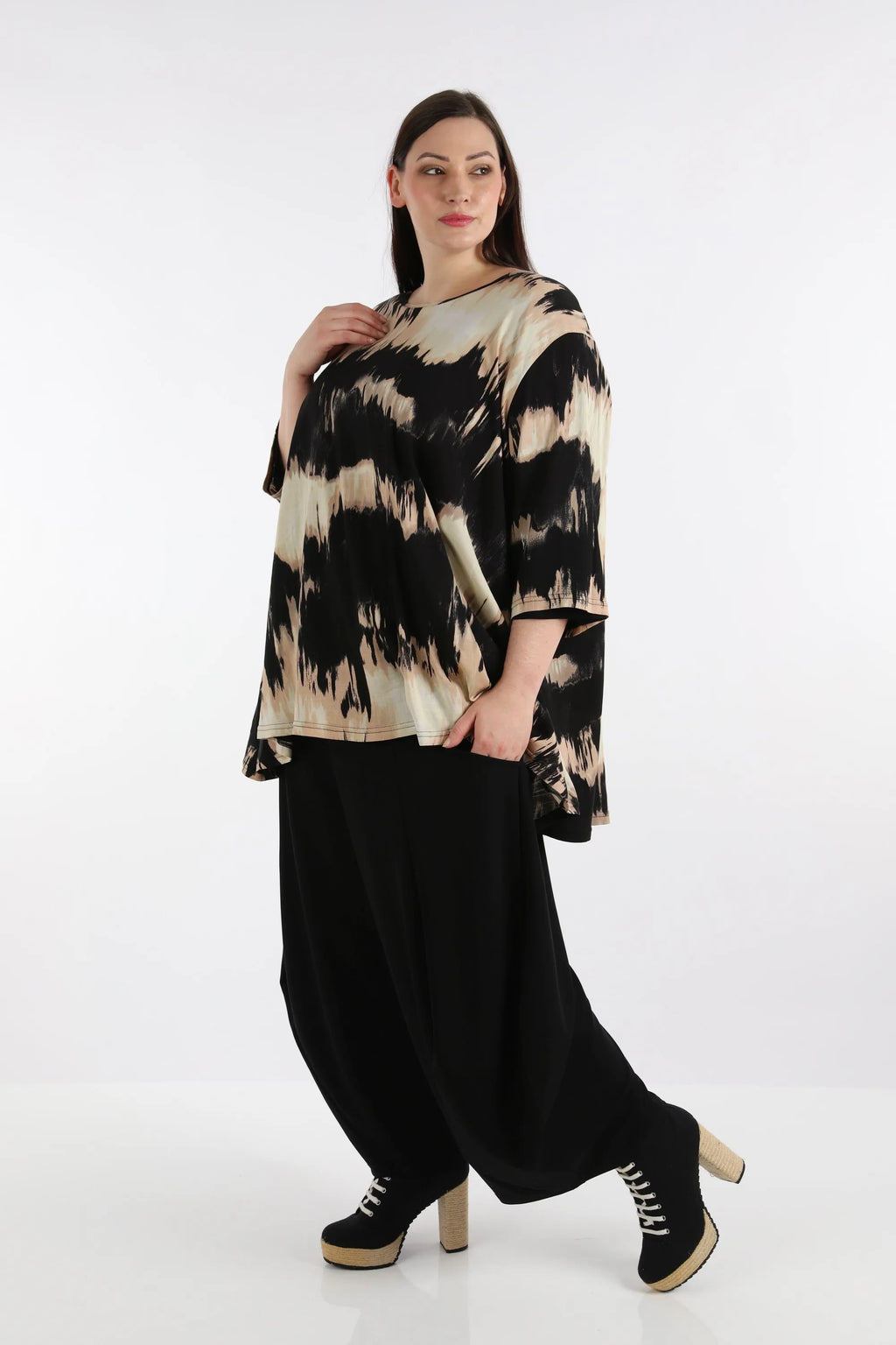 AKH Fashion Shirt 593 Gita, Schwarz/Beige