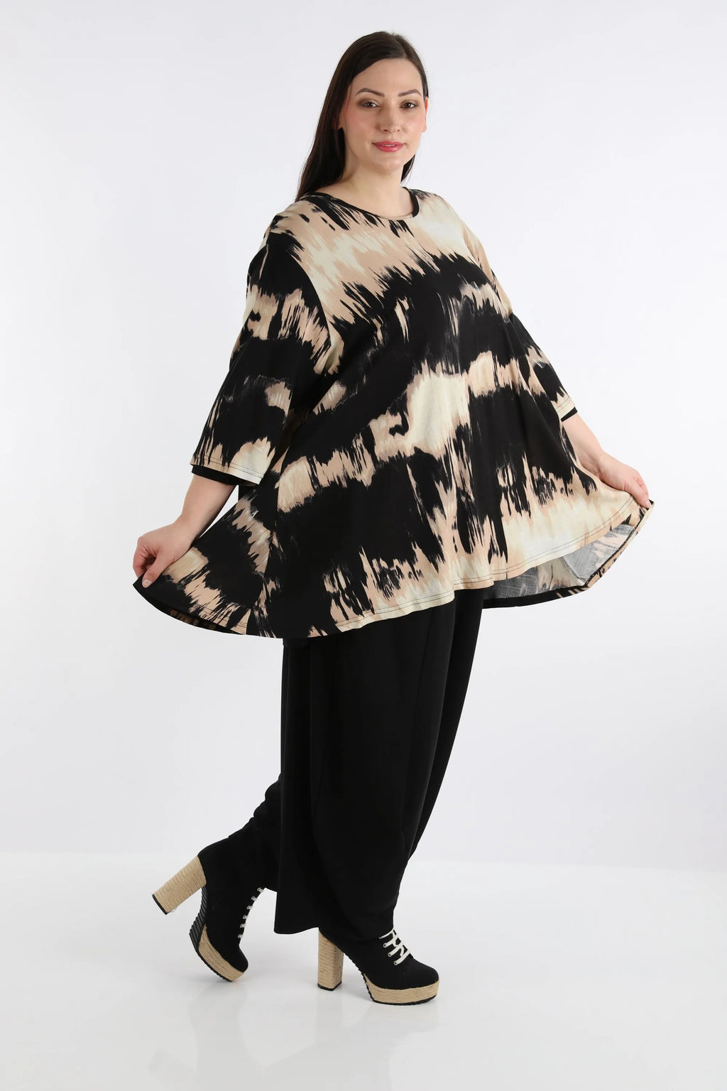 AKH Fashion Shirt 593 Gita, Schwarz/Beige