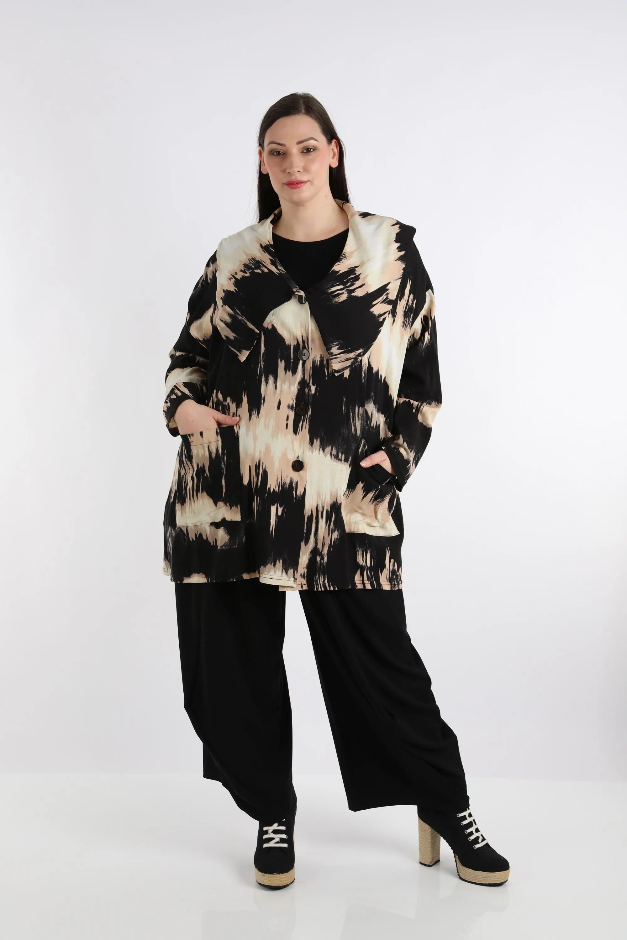 AKH Fashion Jacke 6070 Gita, Schwarz/Beige