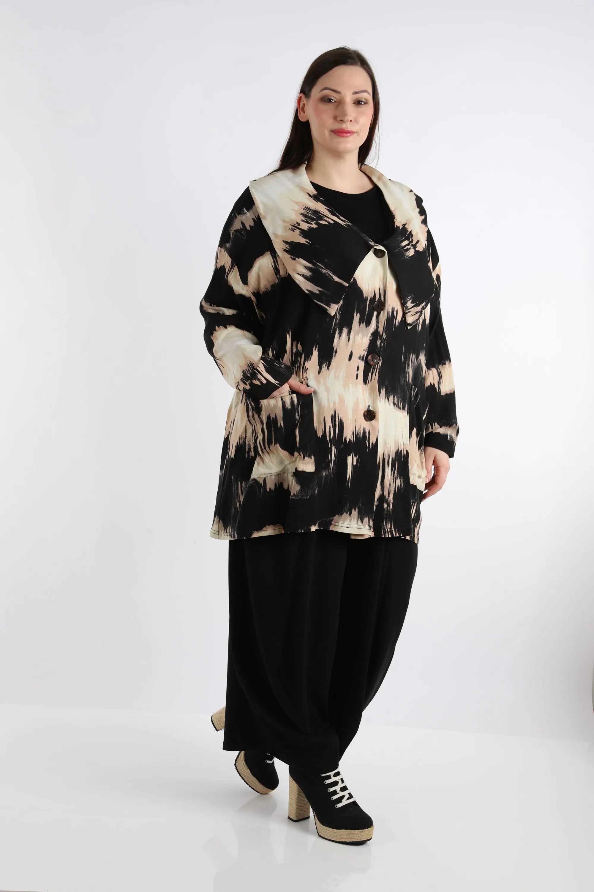 AKH Fashion Jacke 6070 Gita, Schwarz/Beige