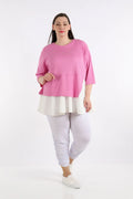 Chemise AKH 2411, rose-blanc
