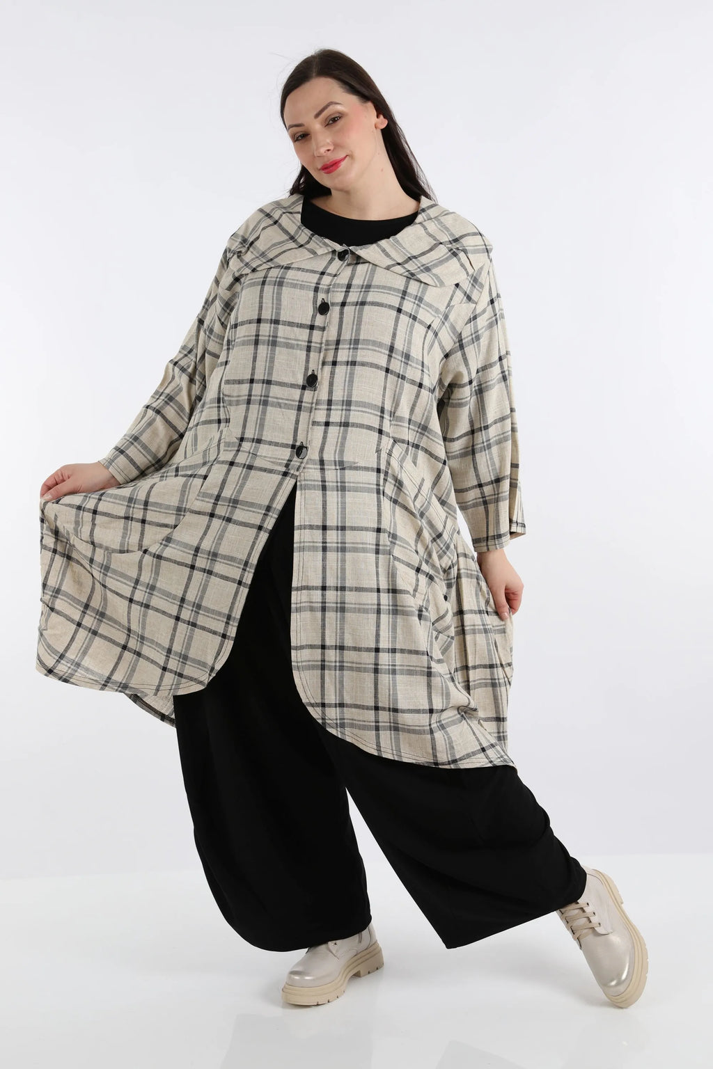 AKH 6928 Coat, Beige-Blue