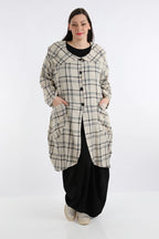 AKH 6928 Coat, Beige-Blue
