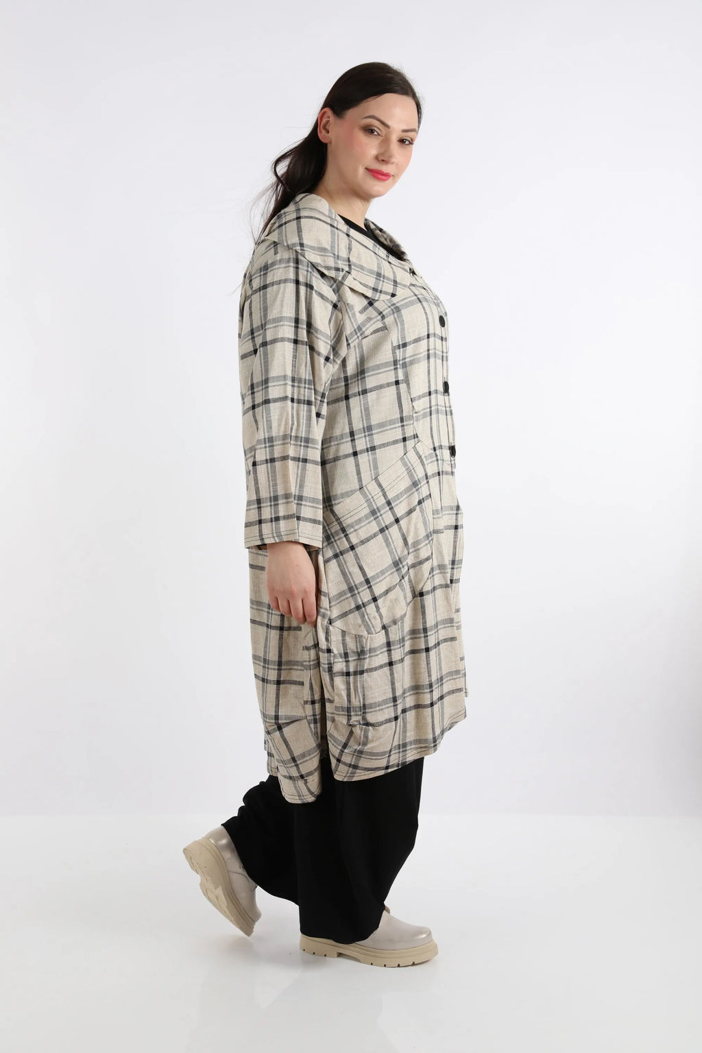AKH 6928 Coat, Beige-Blue