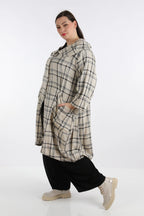 AKH 6928 Coat, Beige-Blue