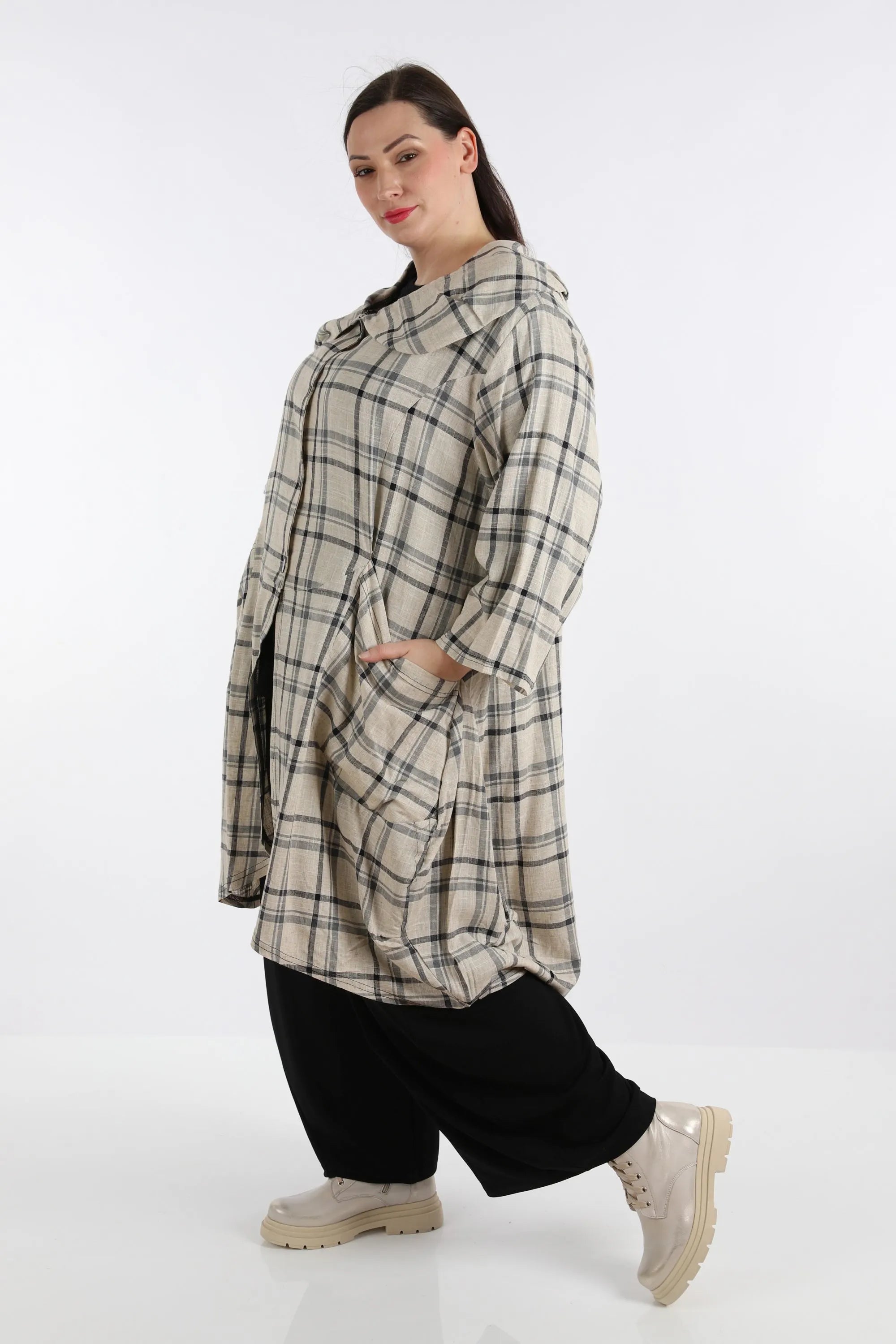 AKH 6928 Coat, Beige-Blue