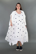 AKH Premium 7115 Dress, White/Dark Blue