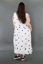 AKH Premium 7115 Dress, White/Dark Blue