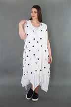 AKH Premium 7115 Dress, White/Dark Blue