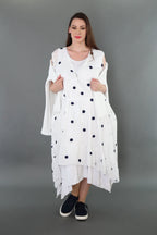 AKH Premium 7115 Dress, White/Dark Blue