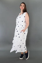 AKH Premium 7115 Dress, White/Dark Blue