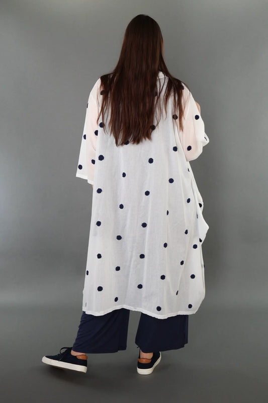 AKH Premium 7117 Bluse, Weiß/Dunkelblau