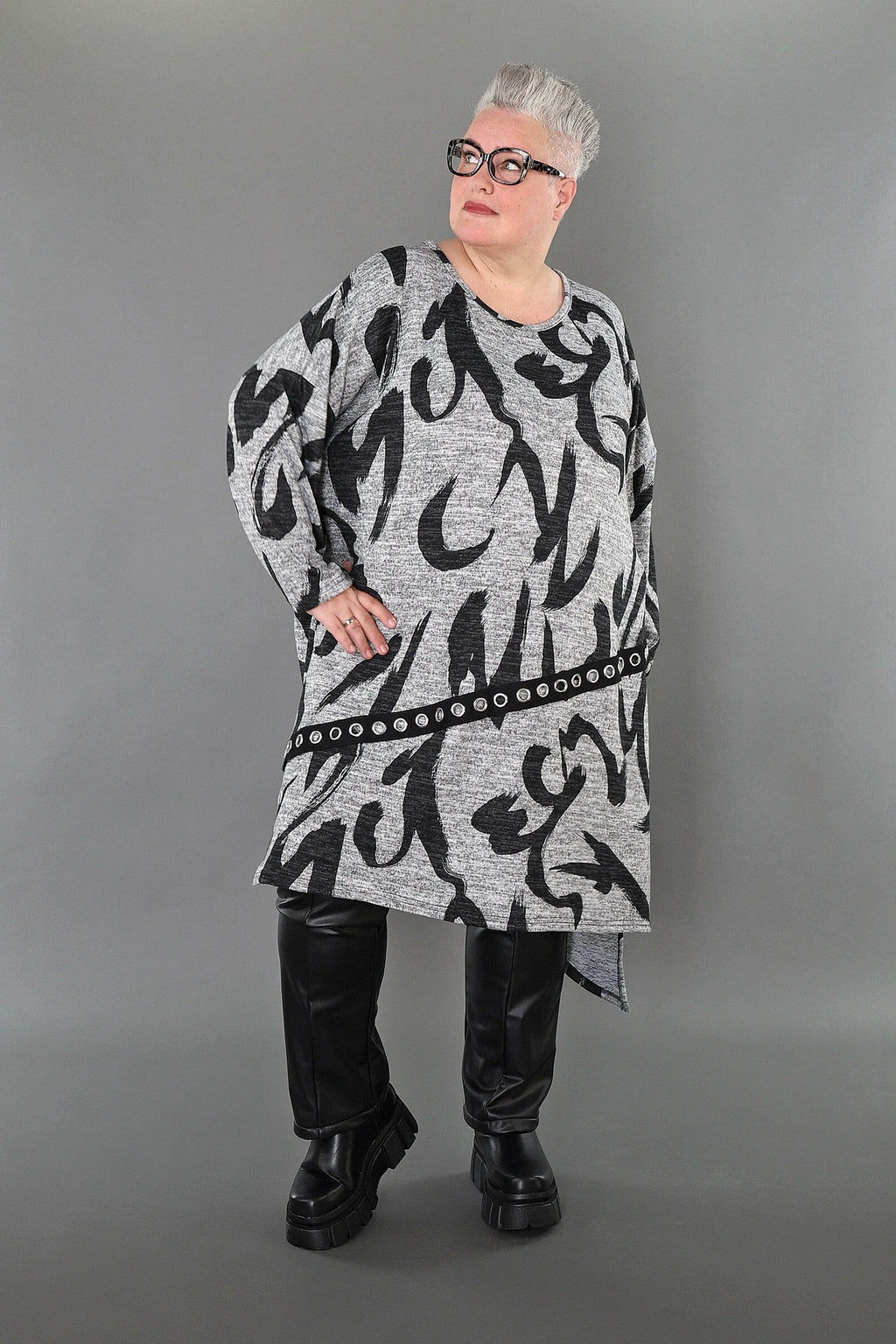 Chemise AKH Premium 7126 grande taille, gris-gris foncé