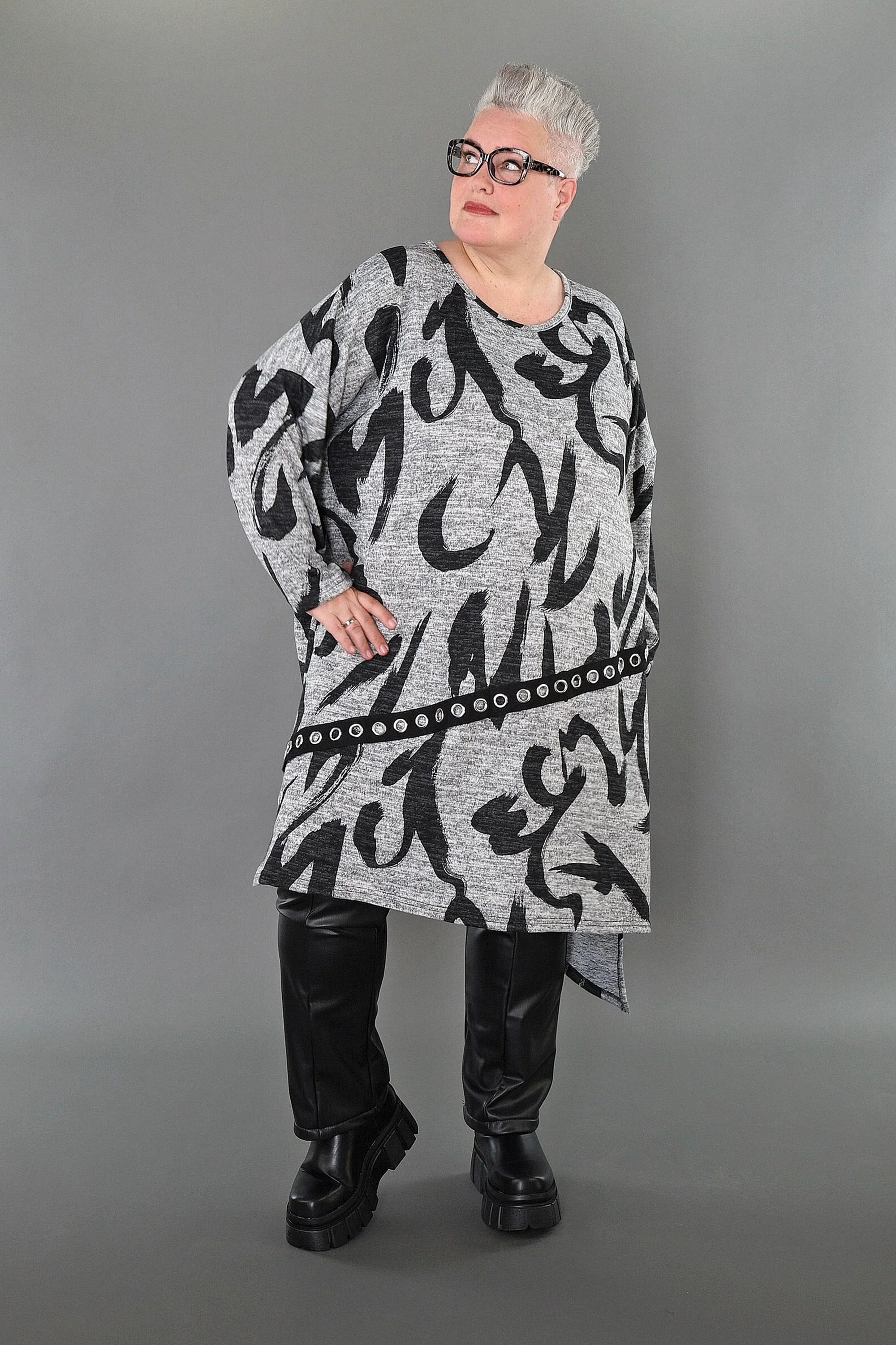 Chemise AKH Premium 7126 grande taille, gris-gris foncé