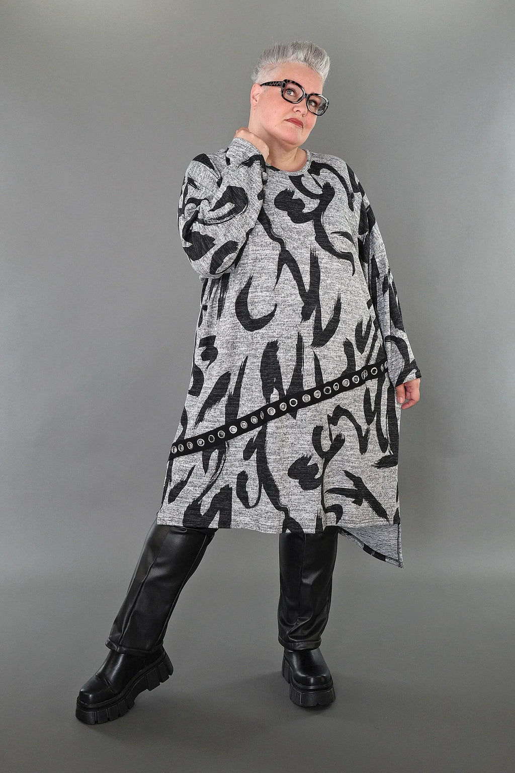 Chemise AKH Premium 7126 grande taille, gris-gris foncé