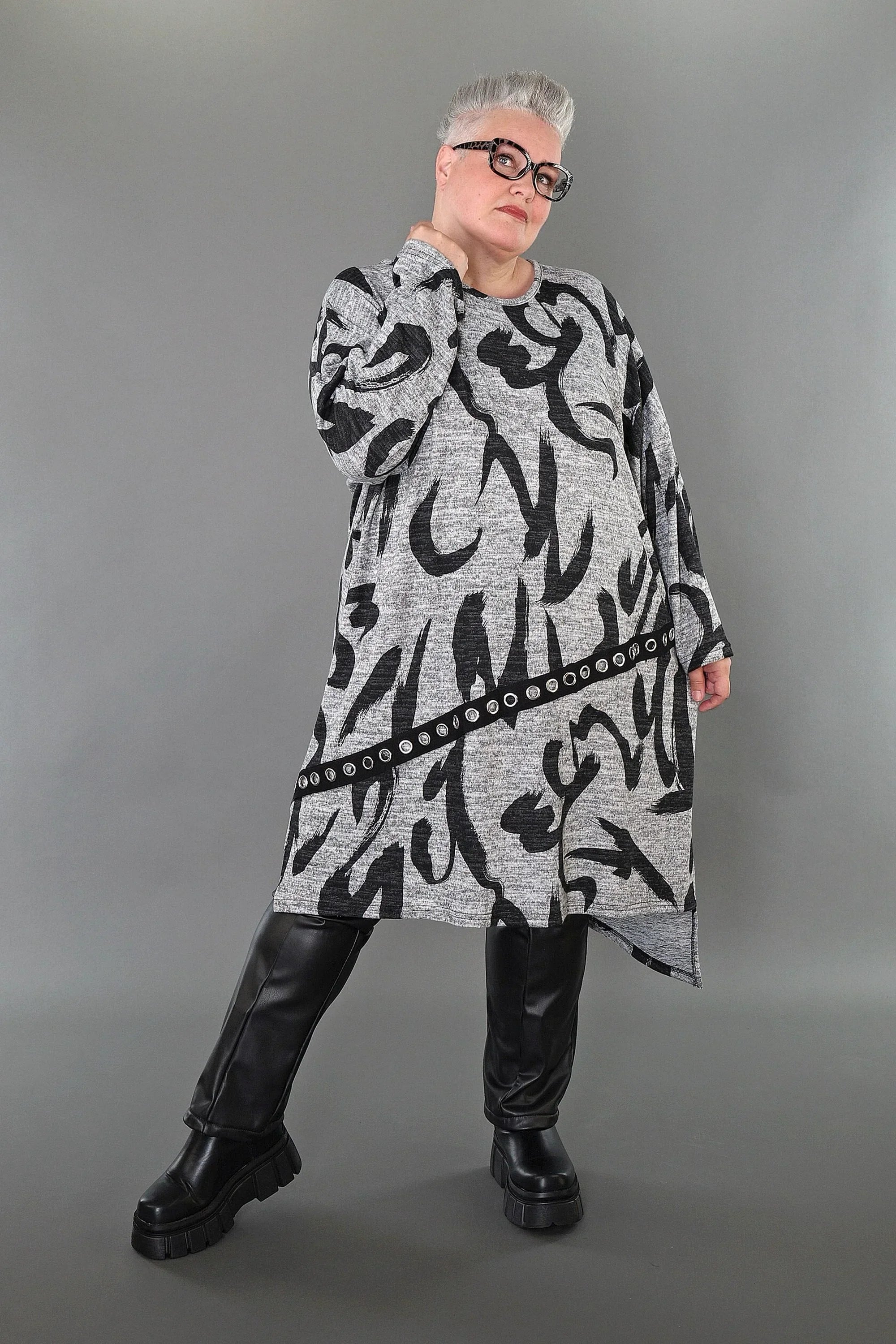 Chemise AKH Premium 7126 grande taille, gris-gris foncé