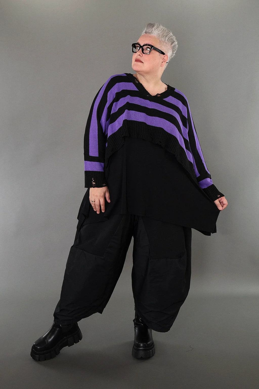 AKH Premium 2537 Throw, Black-Lavender