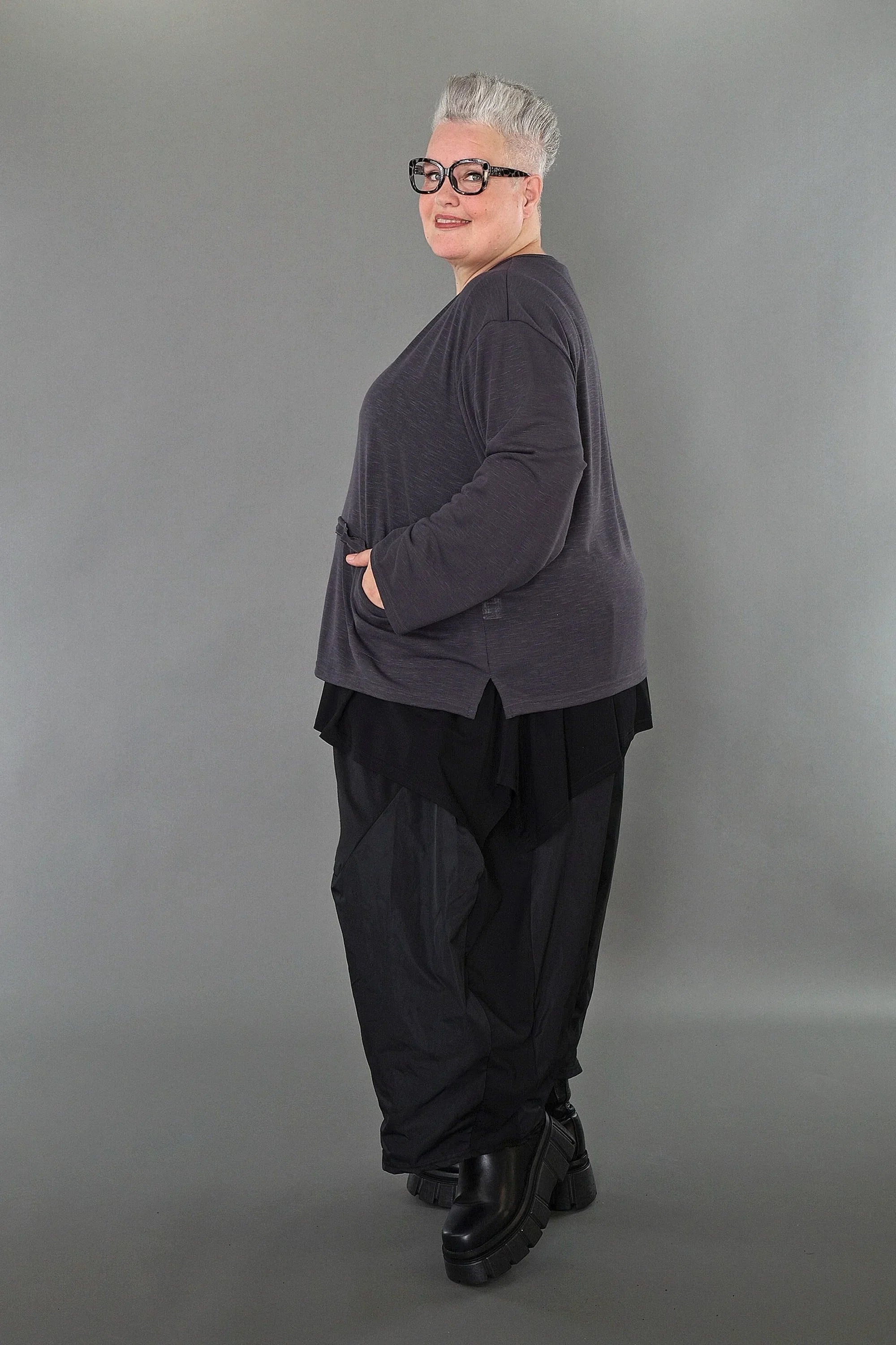 Chemise AKH Premium 7130 grande taille, gris foncé