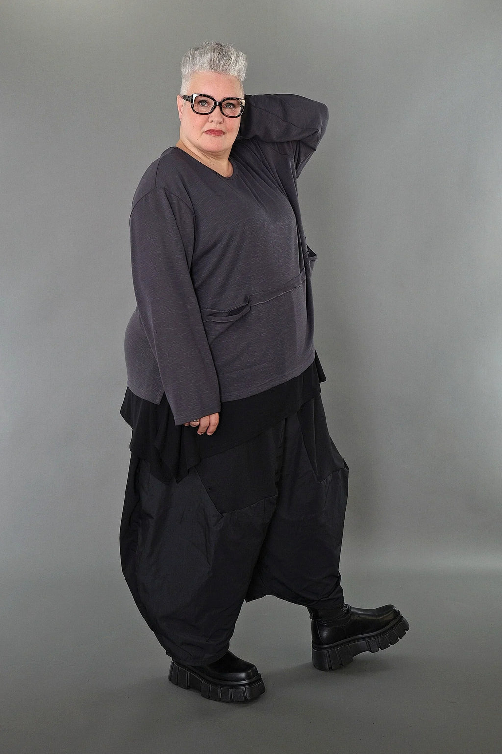 Chemise AKH Premium 7130 grande taille, gris foncé