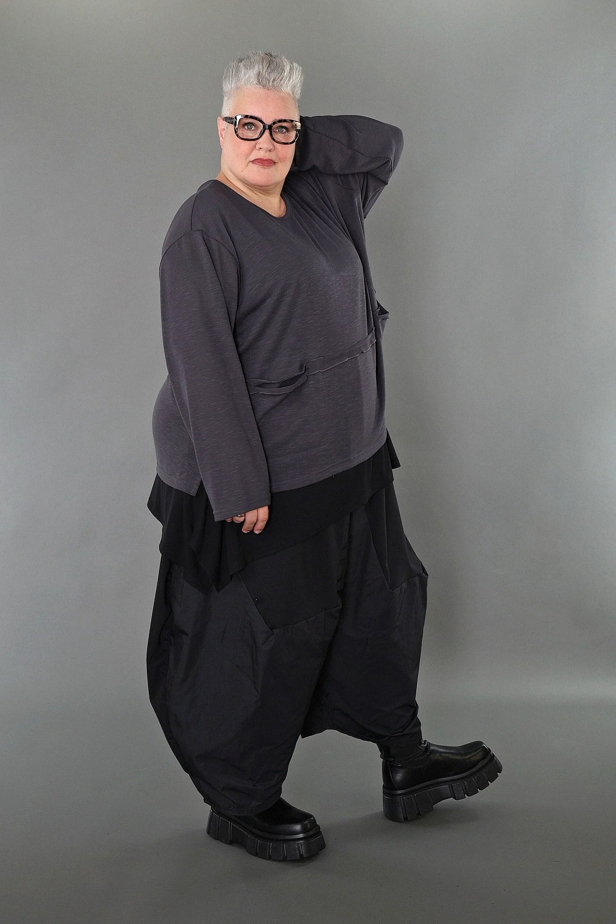Chemise AKH Premium 7130 grande taille, gris foncé