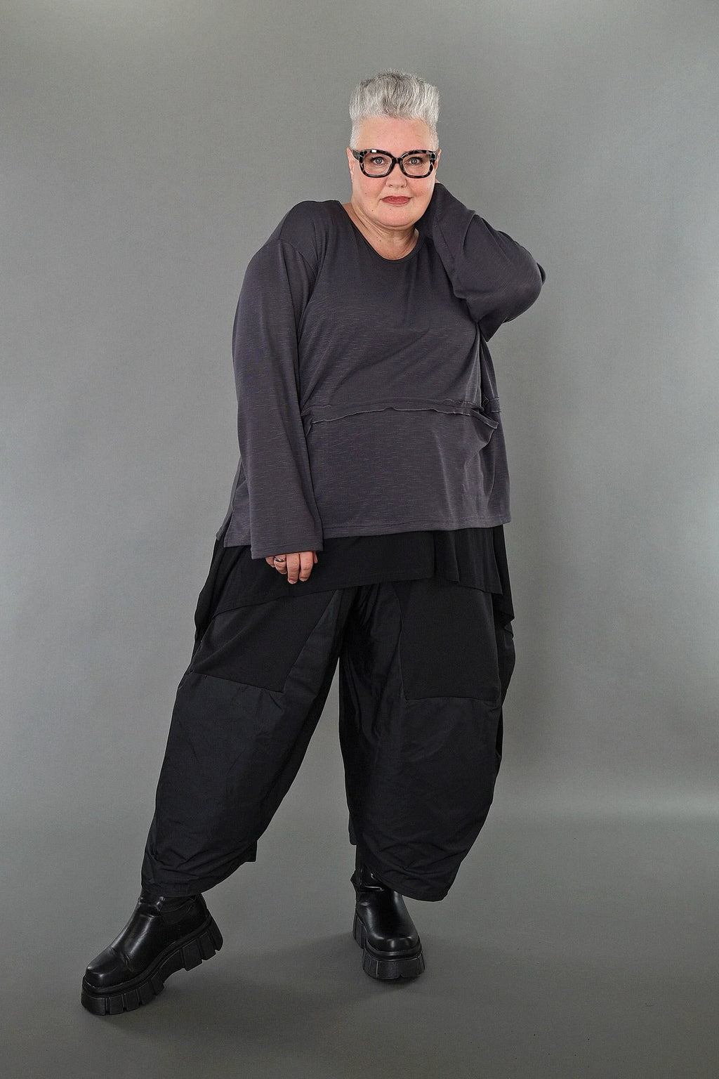 Chemise AKH Premium 7130 grande taille, gris foncé