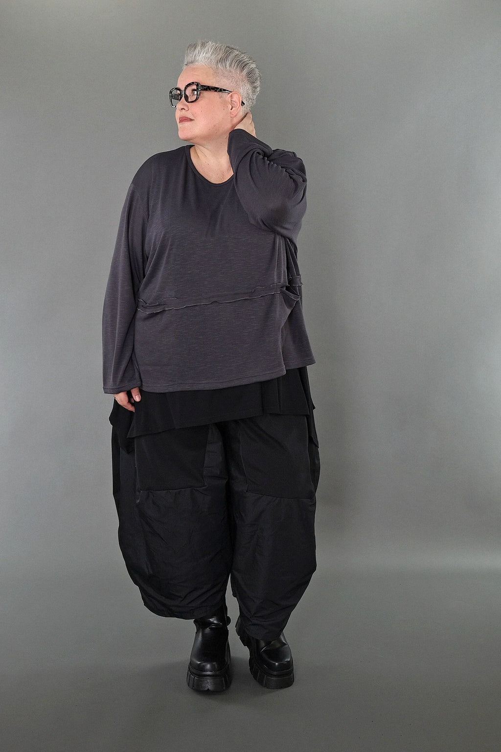 Chemise AKH Premium 7130 grande taille, gris foncé