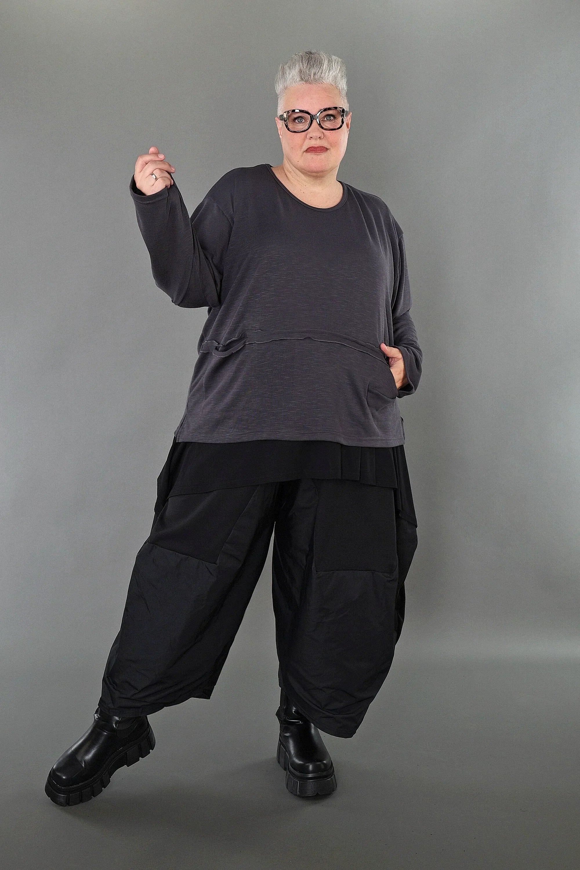 Chemise AKH Premium 7130 grande taille, gris foncé