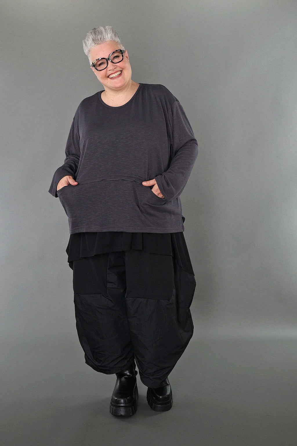 Chemise AKH Premium 7130 grande taille, gris foncé