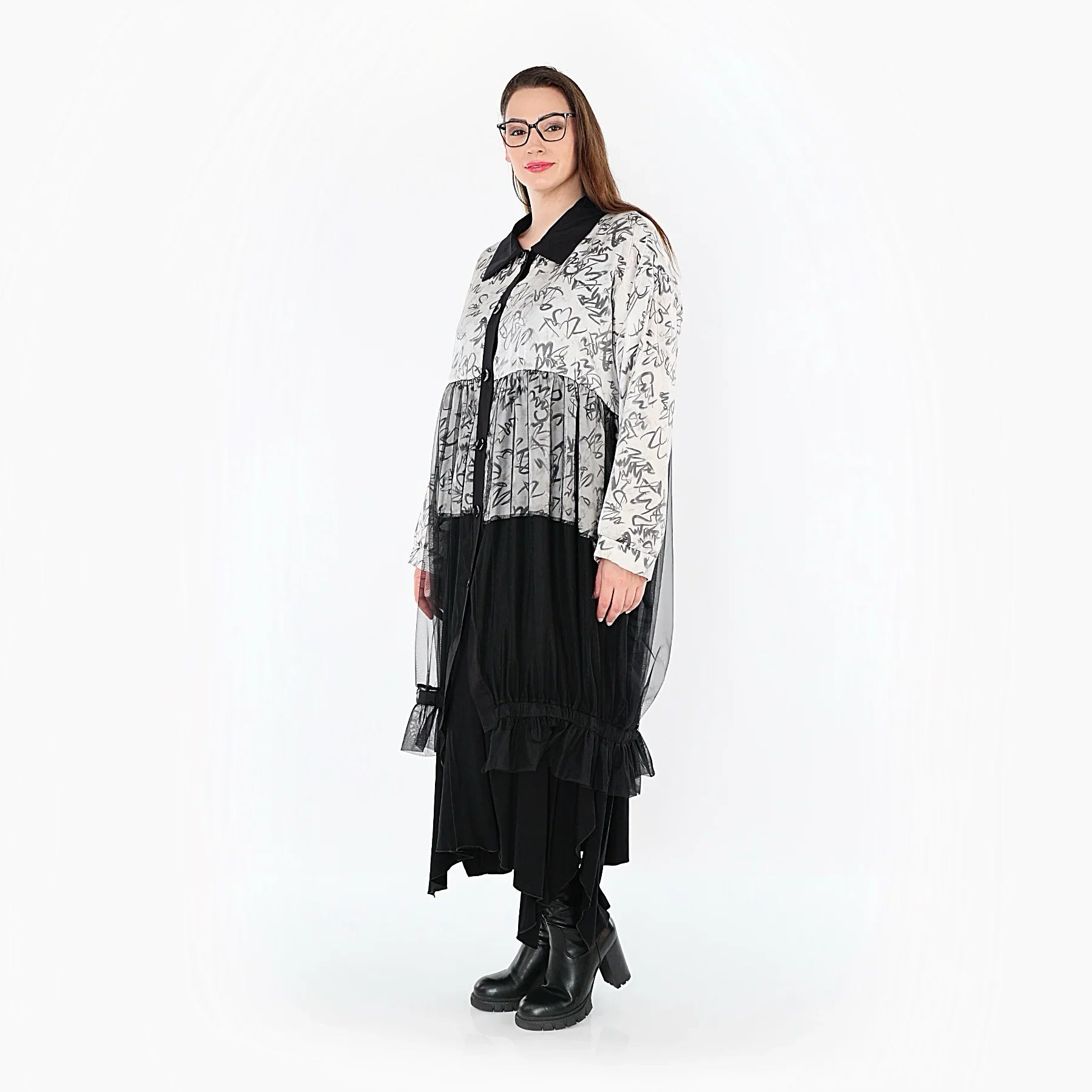 AKH Premium 7136 Blouse, Noir et blanc