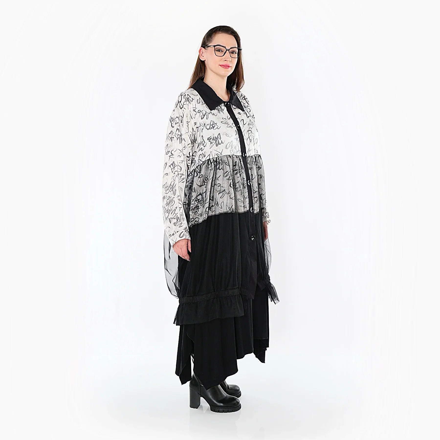 AKH Premium 7136 Blouse, Noir et blanc
