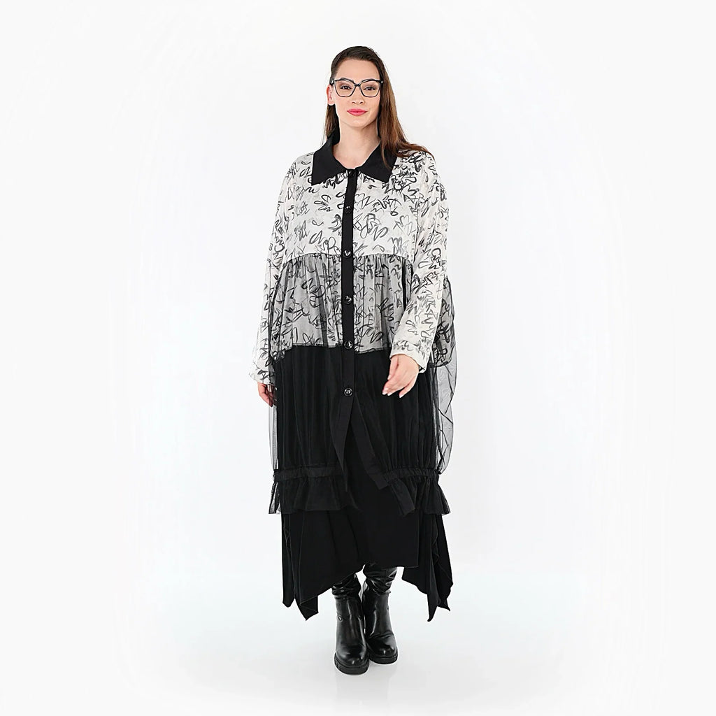 AKH Premium 7136 Blouse, Noir et blanc