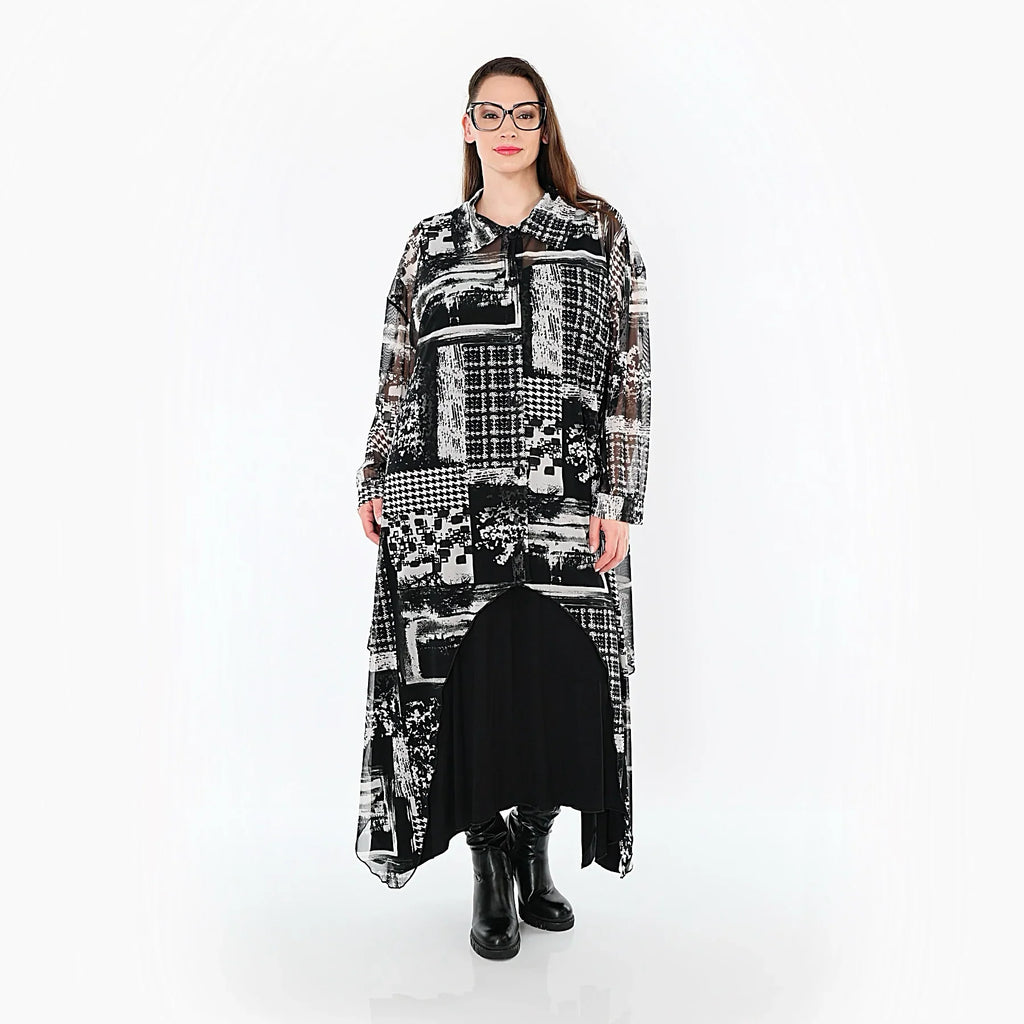 AKH Premium 7135 Chemisier, Blanc-Gris