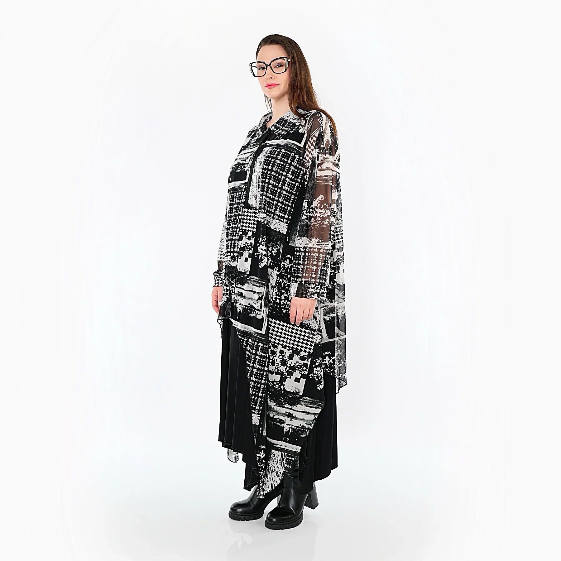 AKH Premium 7135 Chemisier, Blanc-Gris