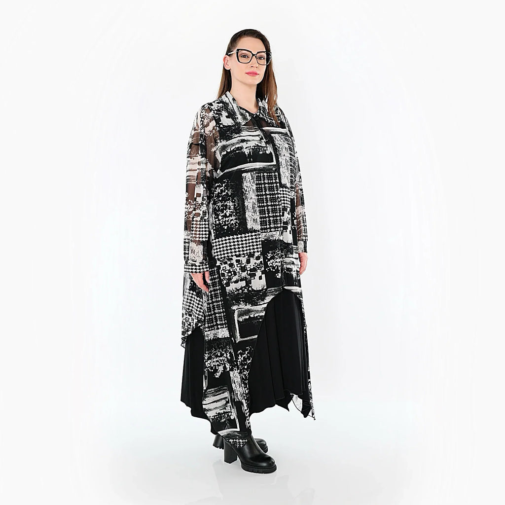 AKH Premium 7135 Chemisier, Blanc-Gris