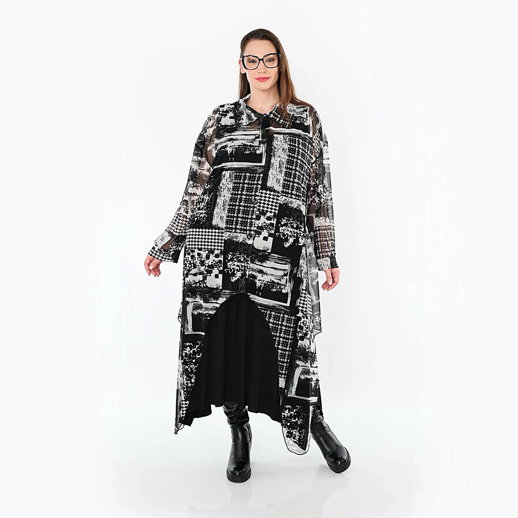 AKH Premium 7135 Chemisier, Blanc-Gris