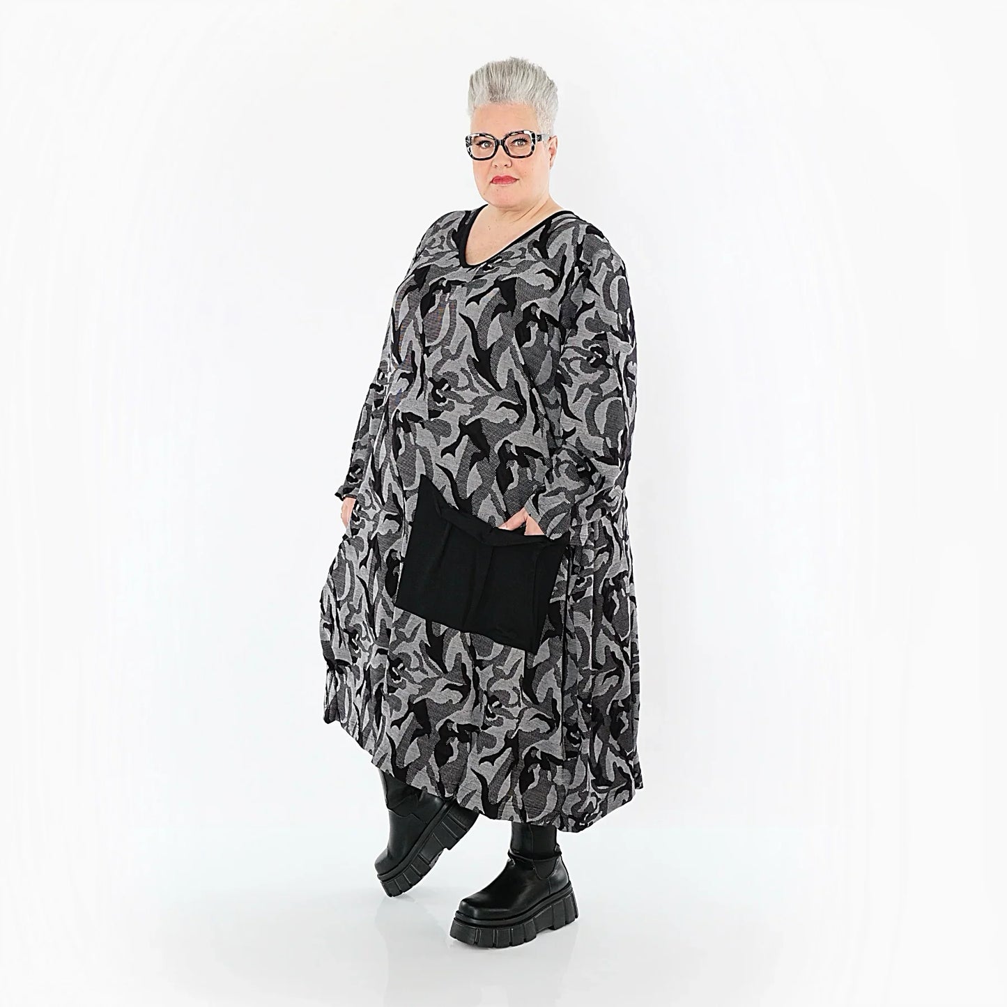 AKH Premium 7144 Dress, Grey-Black