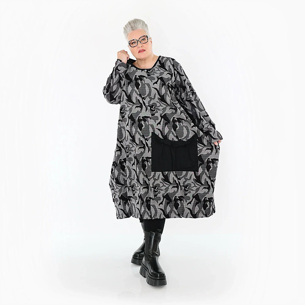AKH Premium 7144 Dress, Grey-Black