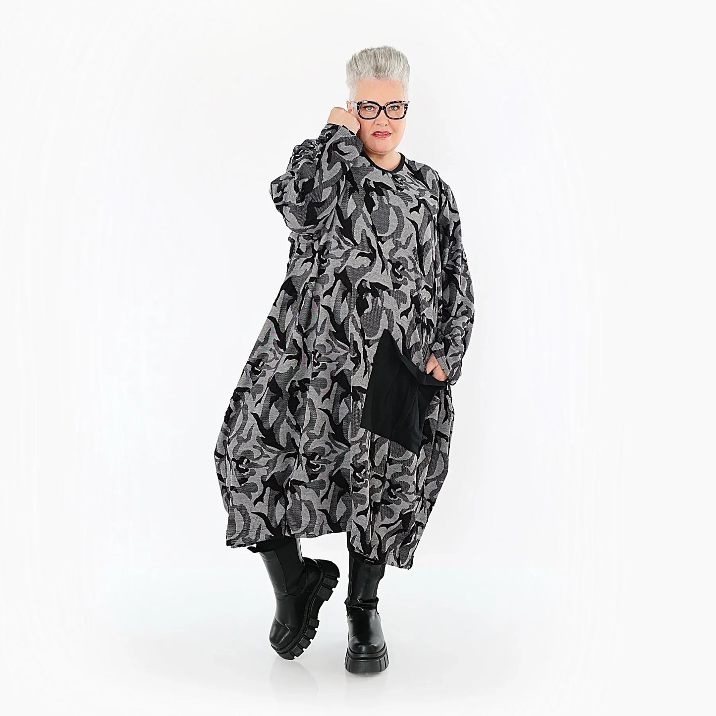 AKH Premium 7144 Dress, Grey-Black