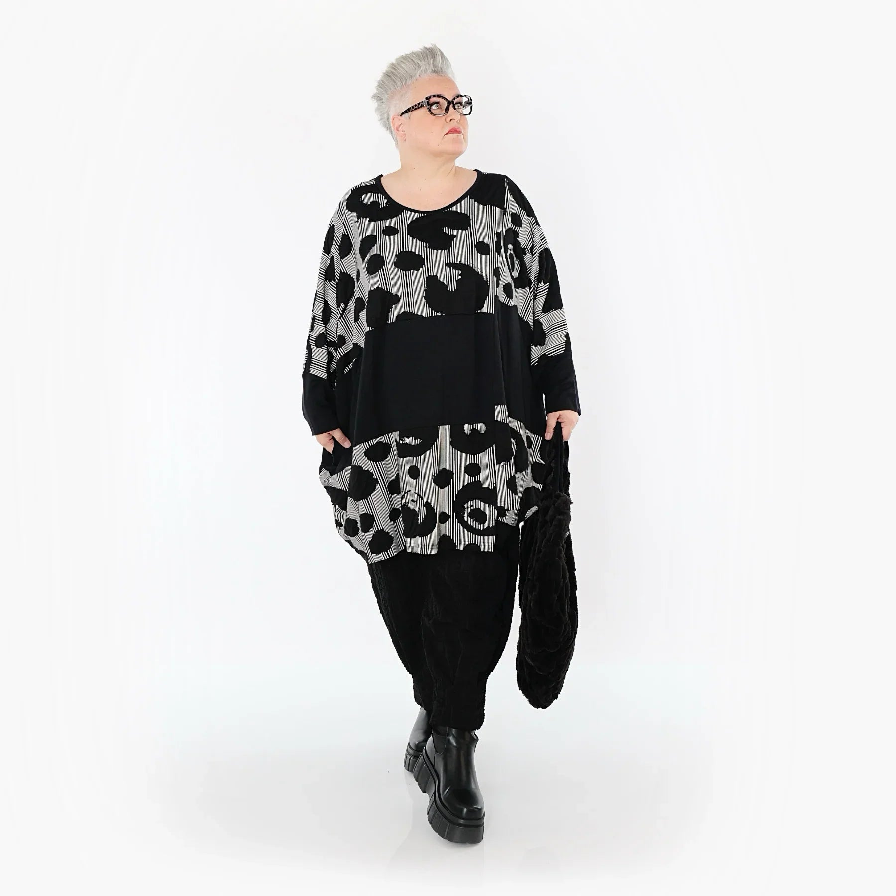 AKH Premium 7143 Big Shirt, Noir et blanc