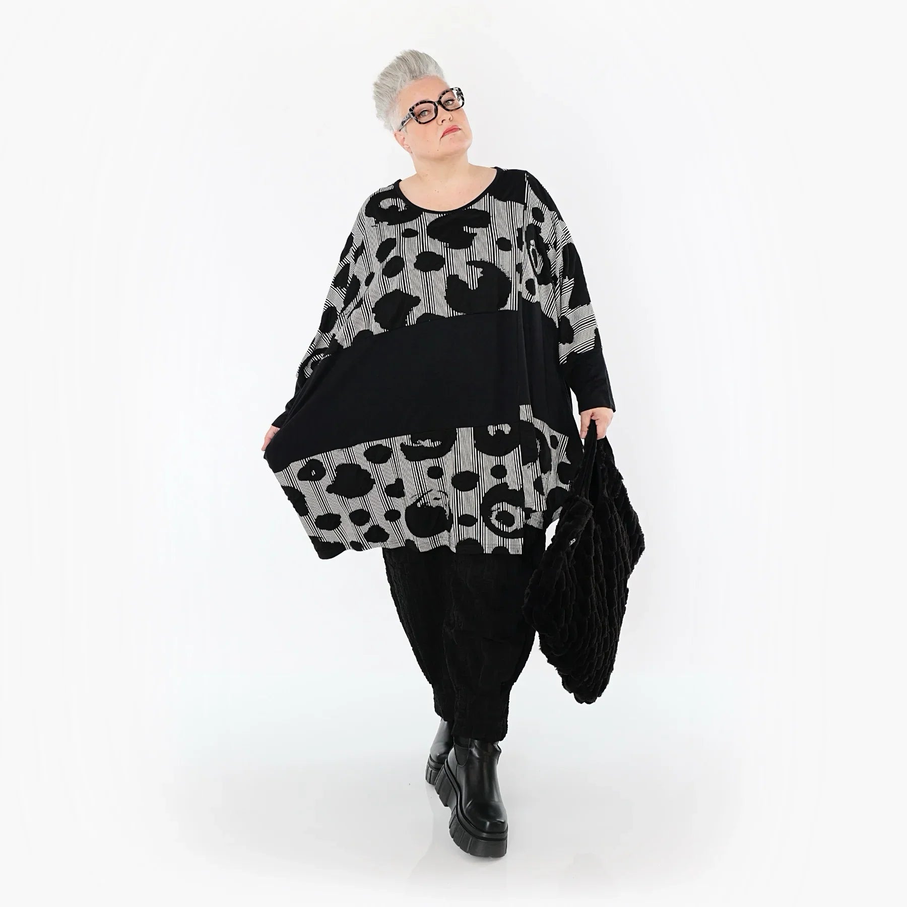 AKH Premium 7143 Big Shirt, Noir et blanc