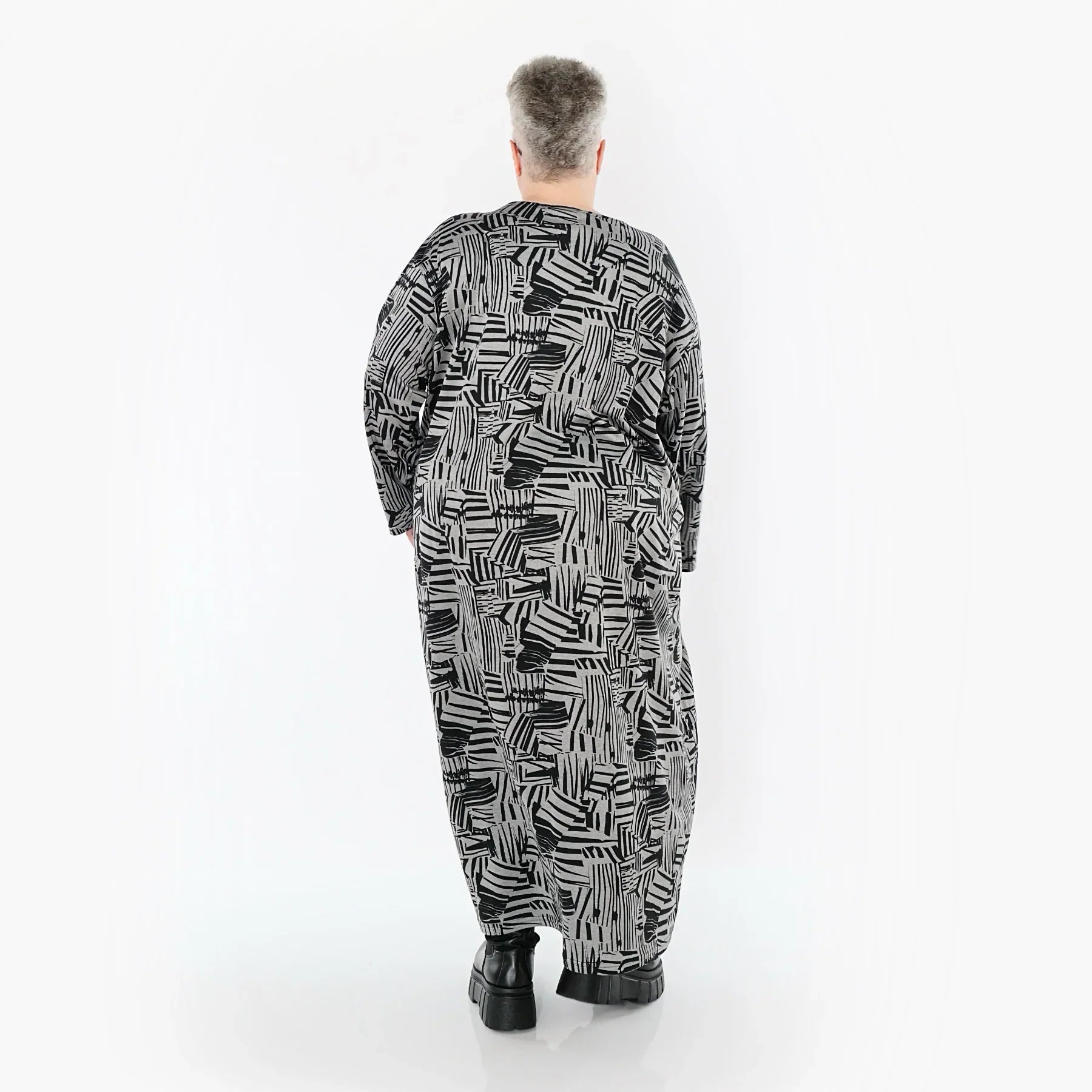 AKH Premium 7137 Kleid, Grau-Schwarz